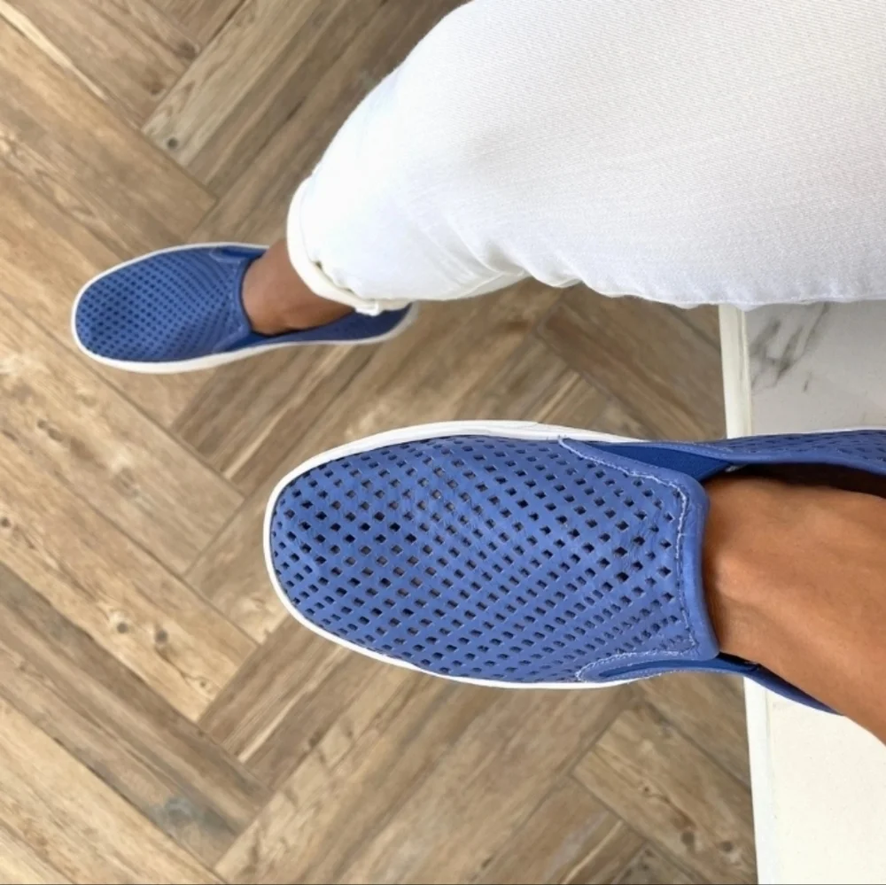 Jibs Unisex Mid Rise Galaxy Blue Slip-on Perforated Leather Odor Free Handmade